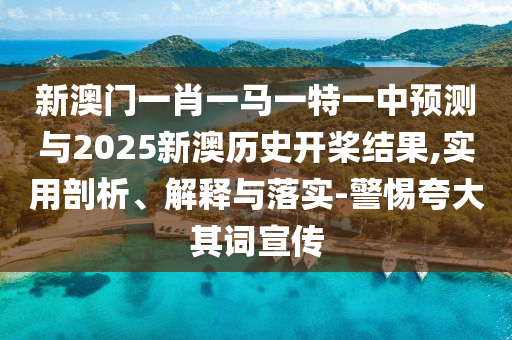 新澳門一肖一馬一特一中預(yù)測(cè)與2025新澳歷史開槳結(jié)果,實(shí)用剖析、解釋與落實(shí)-警惕夸大其詞宣傳